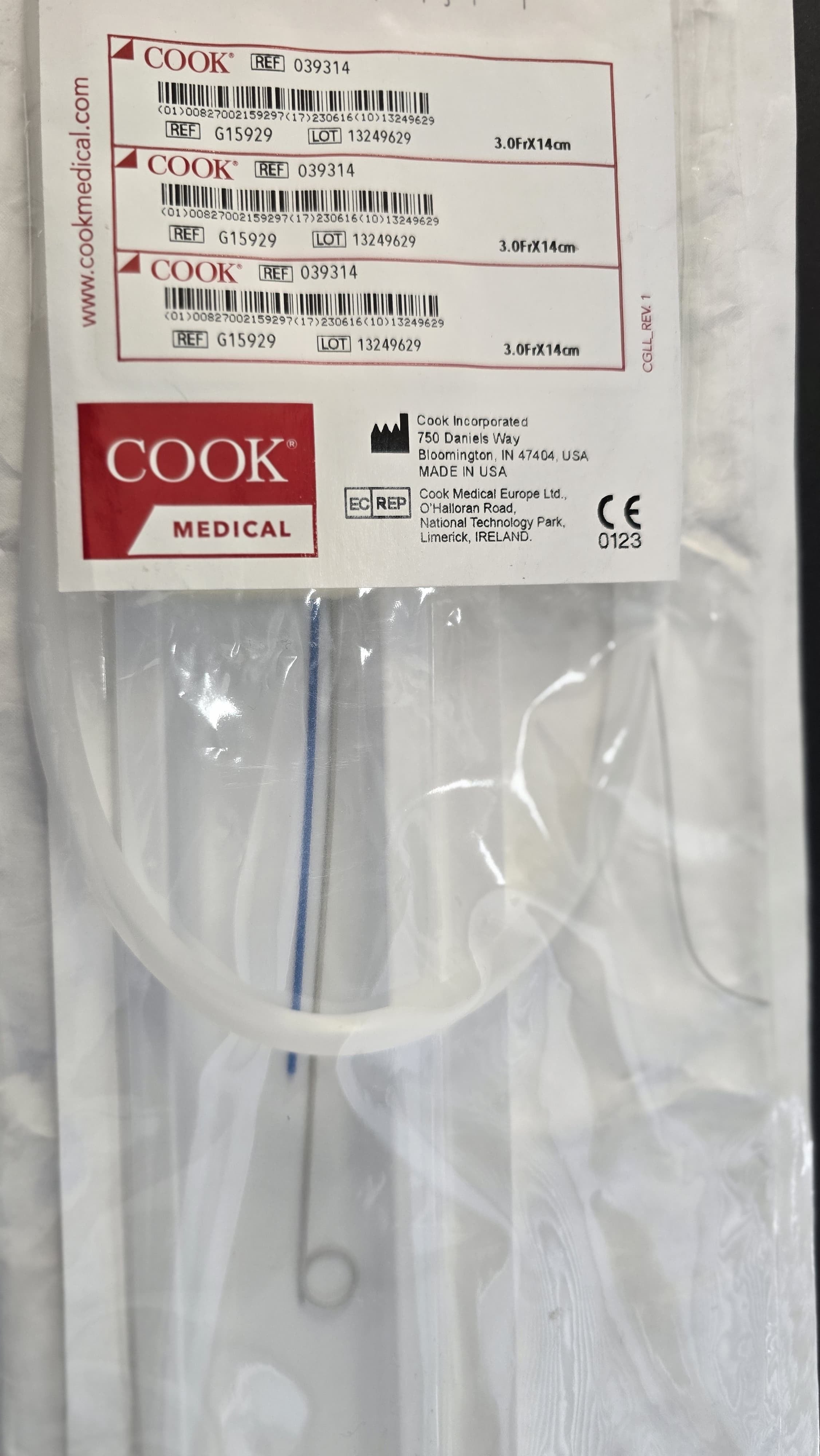 Cook Medical Sof-Flex Pediatric Double Pigtail Ureteral Stent Set 3F X 14cm REF: G15929